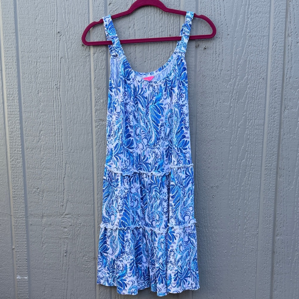 Lilly Pulitzer Loro Dress in Baja Blue Bird is the Word Size: M